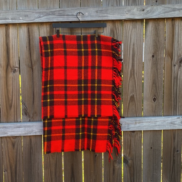Vintage Bedding Vintage Faribo Red Tartan Plaid Wool Stadium
